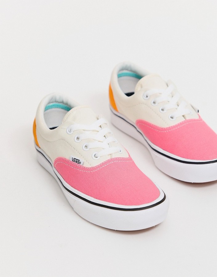 pink and white vans womens