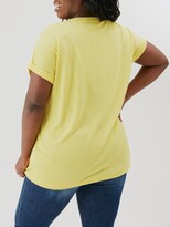 Thumbnail for your product : V By Very Curve Linen Mix V-Neck T-Shirt - Yellow