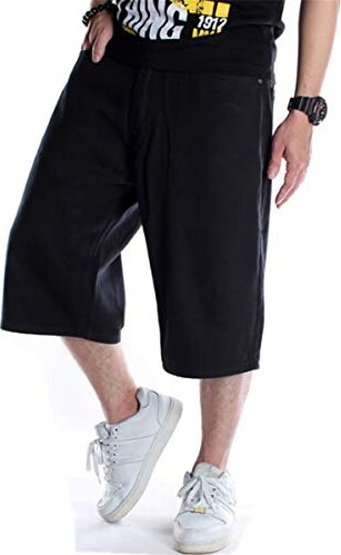 Sveizo Men's Shorts Jeans Relaxed Fit Hip Hop Denim Shorts Work Baggy Short  Plus Size-36 Black - ShopStyle