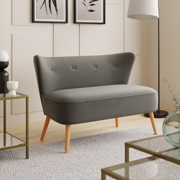 Dunelm Eliza Velvet 2 Seater Small Sofa Steeple Grey ShopStyle