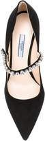 Thumbnail for your product : Prada crystal embellished high-heel pumps