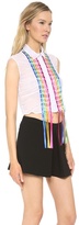 Thumbnail for your product : Alberta Ferretti Collection Ribbon Fringe Muslin Blouse