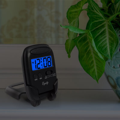 La Crosse Technology Equity Digital Tabletop Travel Fold-up Alarm Clock in Black