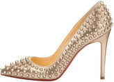 Thumbnail for your product : Christian Louboutin Pigalle Spikes Red Sole Pump, Beige/Gold