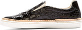 Thumbnail for your product : Maison Margiela Black Croc-Embossed Ryder Slip-On Shoes