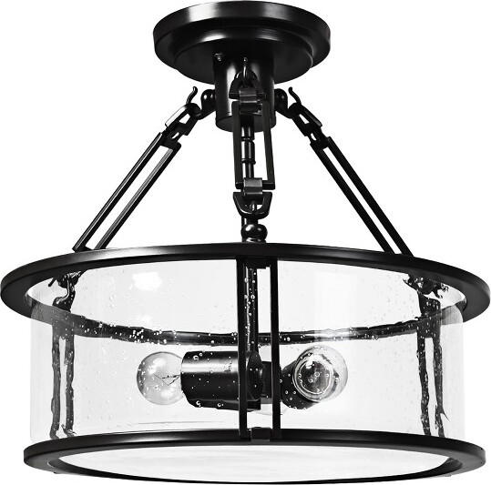 Costway CostwaySemiFlushMountCeilingLight3-LightIndustrialBubbleGlassPendantLamp