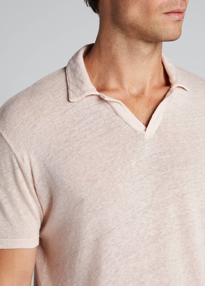 Officine Generale Men's Garment-Dyed Linen Polo Shirt