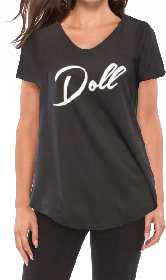 South Parade Valerie Doll V-Neck Tee In Black