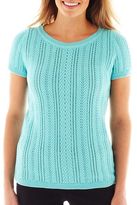 Thumbnail for your product : Liz Claiborne Short-Sleeve Cable Knit Sweater
