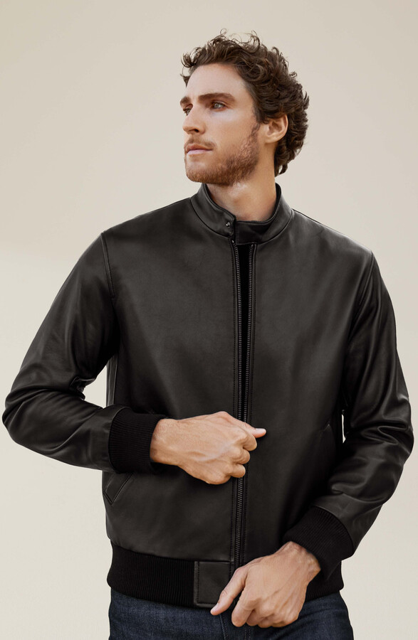 Italic Chase Lambskin Leather Bomber Jacket
