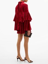 Thumbnail for your product : Sara Battaglia High-neck Crushed-velvet Mini Dress - Red