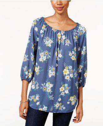Style&Co. Style & Co Petite Printed Blouse, Only at Macy's