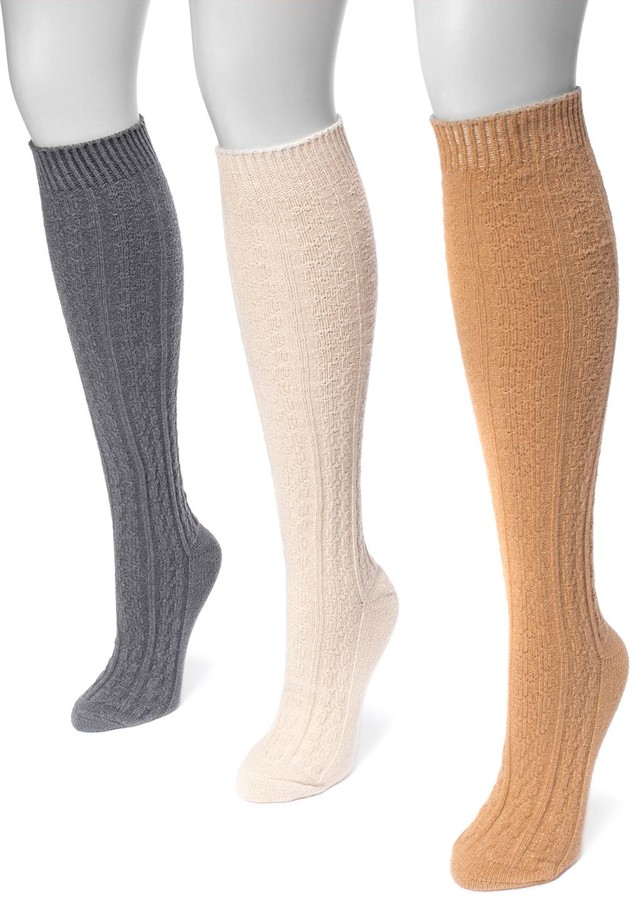 Muk Luks Women's 3pk. CableKnit KneeHigh Socks ShopStyle