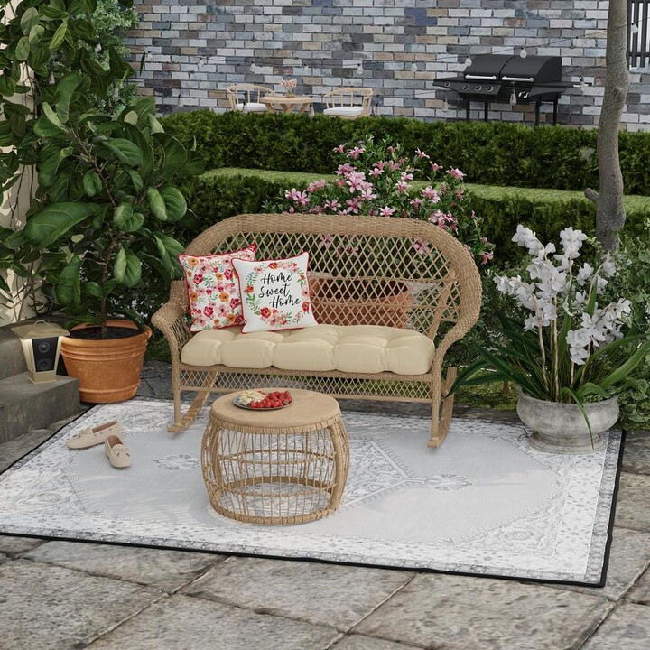 Jordan Manufacturing 16 in. L x 16 in. W x 4 in. T Reversible Outdoor Throw Pillow in Home Sweet Home