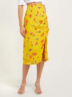 Altuzarra Fausto Floral-print Silk Midi Skirt - Womens - Yellow Multi