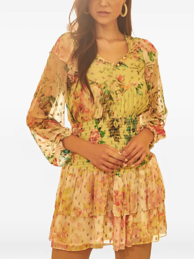 HEMANT AND NANDITA Jolie floral-print ruffled mini dress