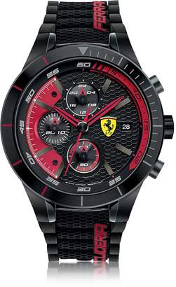 Ferrari RedRev Evo Black and Red Stainless Steel Case and Silicone Strap Men's Chrono Watch