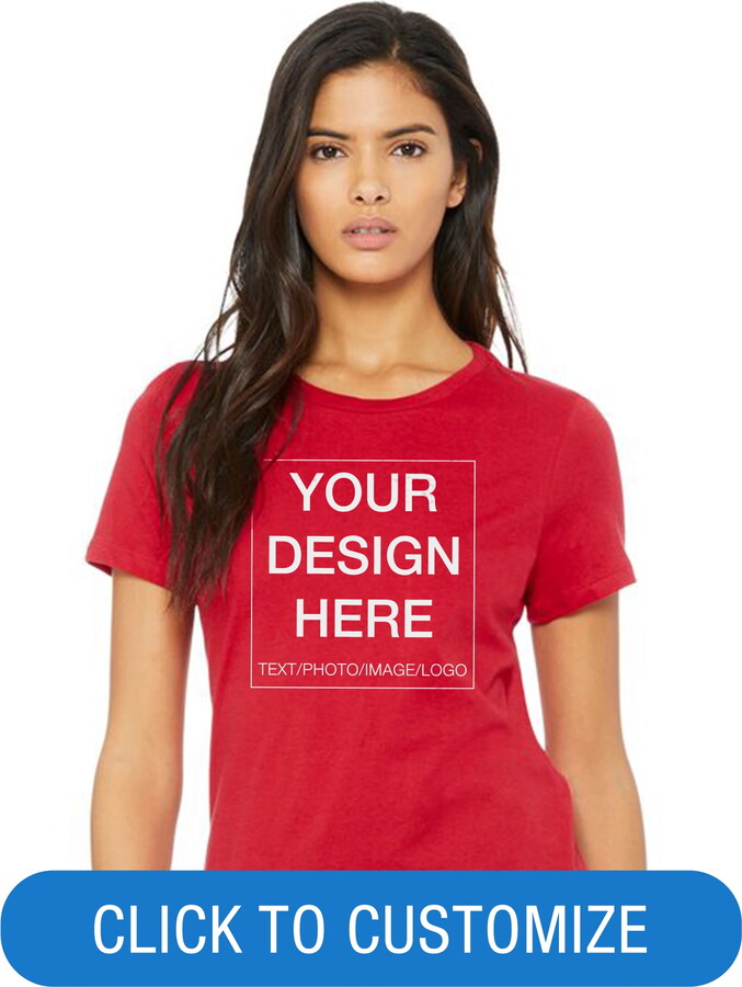BELLA+CANVAS Ladies Crew Neck Personalized T-Shirt, Create your own Designs, Red, Medium