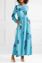 Thumbnail for your product : Diane von Furstenberg Floral-print Silk-blend Maxi Dress - Light blue