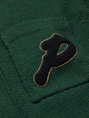 Mr P. Logo-Appliquéd Striped Merino Wool Golf Cardigan