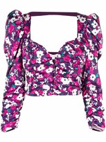 Thumbnail for your product : For Love & Lemons Floral Cropped Blouse