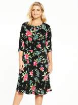 Thumbnail for your product : V by Very Curve Three Quarter Sleeve Jersey Tea Dress