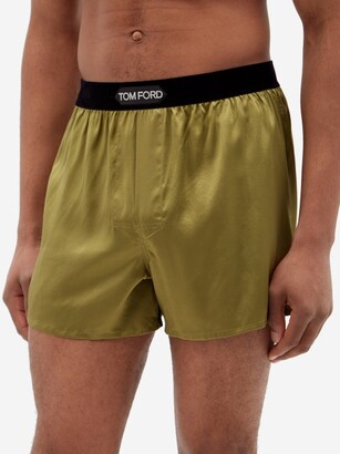 Tom Ford Silk-blend Satin Boxer Shorts - Khaki