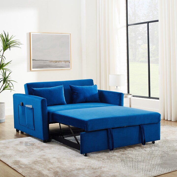 NINEDIN Convertible Sofa Bed, 3in1 MultiFunctional Velvet Sleeper