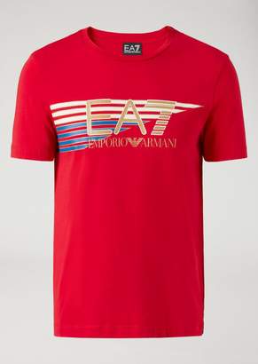 Emporio Armani Ea7 Stretch Jersey T-Shirt With Maxi Logo