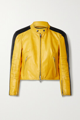 Balenciaga Cropped Distressed Leather Jacket - Yellow - ShopStyle