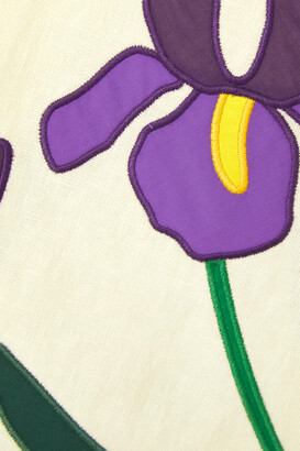 Tory Burch Iris Embroidered Appliquéd Linen Tunic - Ivory