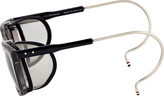 Thumbnail for your product : Thom Browne Grey & Navy Side-Cage Crystal Sunglasses