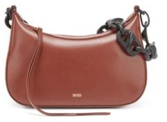 HUGO BOSS Leather Hobo Bag With Contrast Chain Strap - Brown - ShopStyle