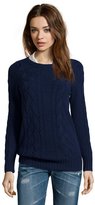 Thumbnail for your product : Hayden navy cashmere cable knit sweater