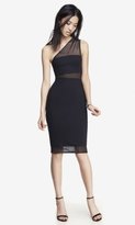 Thumbnail for your product : Express One Shoulder Mesh Inset Sheath Dress