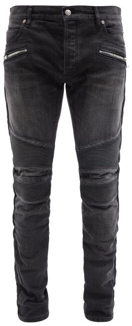 Balmain Slim-leg Biker Jeans - Black - ShopStyle