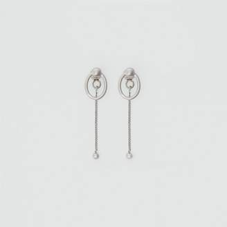 Burberry Oval and Charm Palladium-plated Drop Earrings