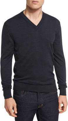 Tom Ford Merino Wool V-Neck Sweater, Navy