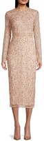 Thumbnail for your product : Mac Duggal Floral Beaded Long Sleeve Sheath Dress