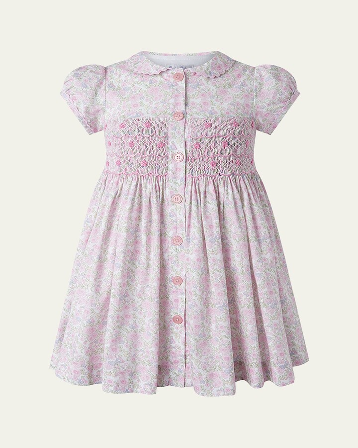 Rachel Riley Girl's Ditsy Floral-Print Smocked Dress, Size 2-10
