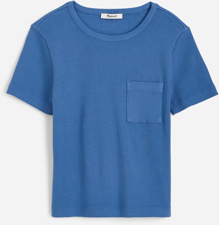 Madewell Garment-Dyed Ribbed Crewneck Pocket Tee