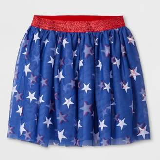 Cat & Jack Girls' Star Print Glow-In-The-Dark Americana Tutu Skirt Blue
