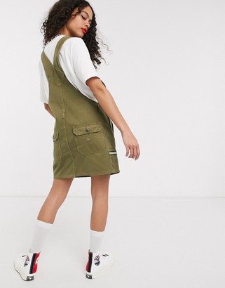 Tommy Jeans dungaree dress in green