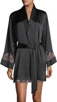 Thumbnail for your product : Josie Natori Lolita Lace-Trim Silk Short Robe