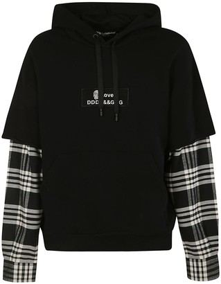 grey hoodie with black sleeves