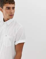 Thumbnail for your product : Tommy Hilfiger short sleeve button down poplin shirt stretch fit with pique flag logo in white