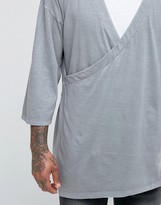 Thumbnail for your product : ASOS Oversized Long Sleeve T-Shirt With Kimono Wrap Detail
