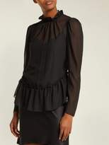 Thumbnail for your product : See by Chloe Ruffled Georgette Peplum Blouse - Womens - Black
