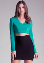 Thumbnail for your product : Bebe Cropped Asymmetric Zip Top