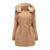 Thumbnail for your product : BaoDan Corduroy Parka Jacket Thick Full Zip Hooded Baggy Tops Winter Coat Plain Hoodie Cashmere Lining Stand Collar Parka Coat Padded Coat Warm Outdoor Windproof Jacket Oversized Warm Outerwear S